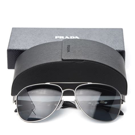 prada aviator sunglasses silver|Prada sunglasses aviator style.